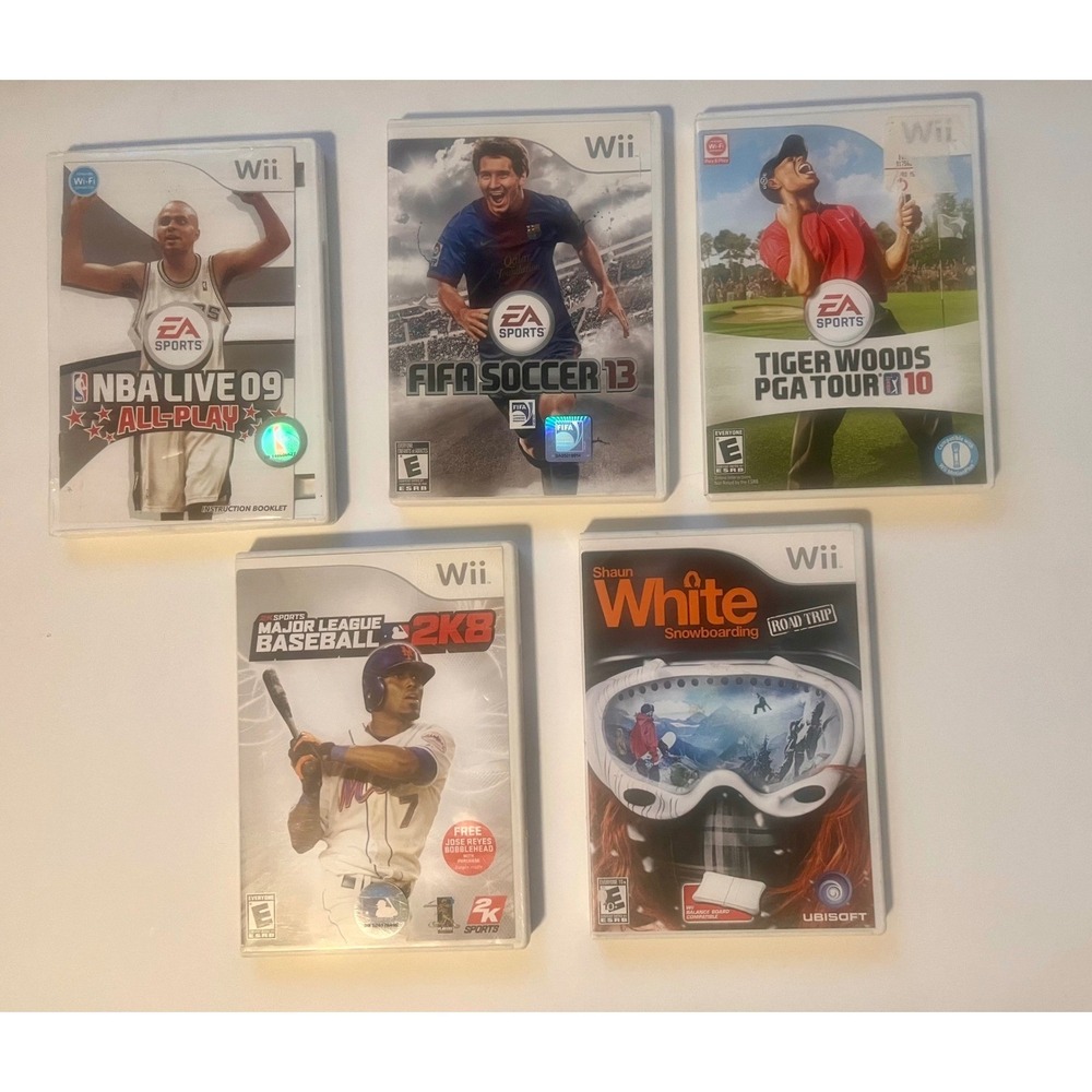5 Sports Wii Games  - NBA Live, FIFA Soccer, Tiger Woods, Baseball, Shaun White